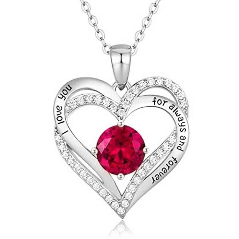 Double Heart Shaped Love Pendant With Zircon - My Store