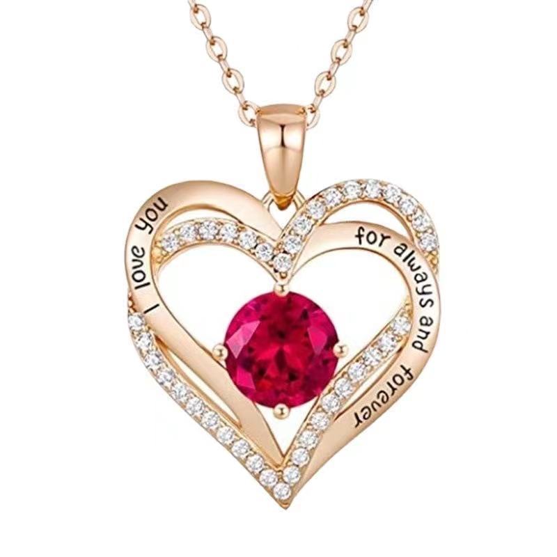 Double Heart Shaped Love Pendant With Zircon - My Store