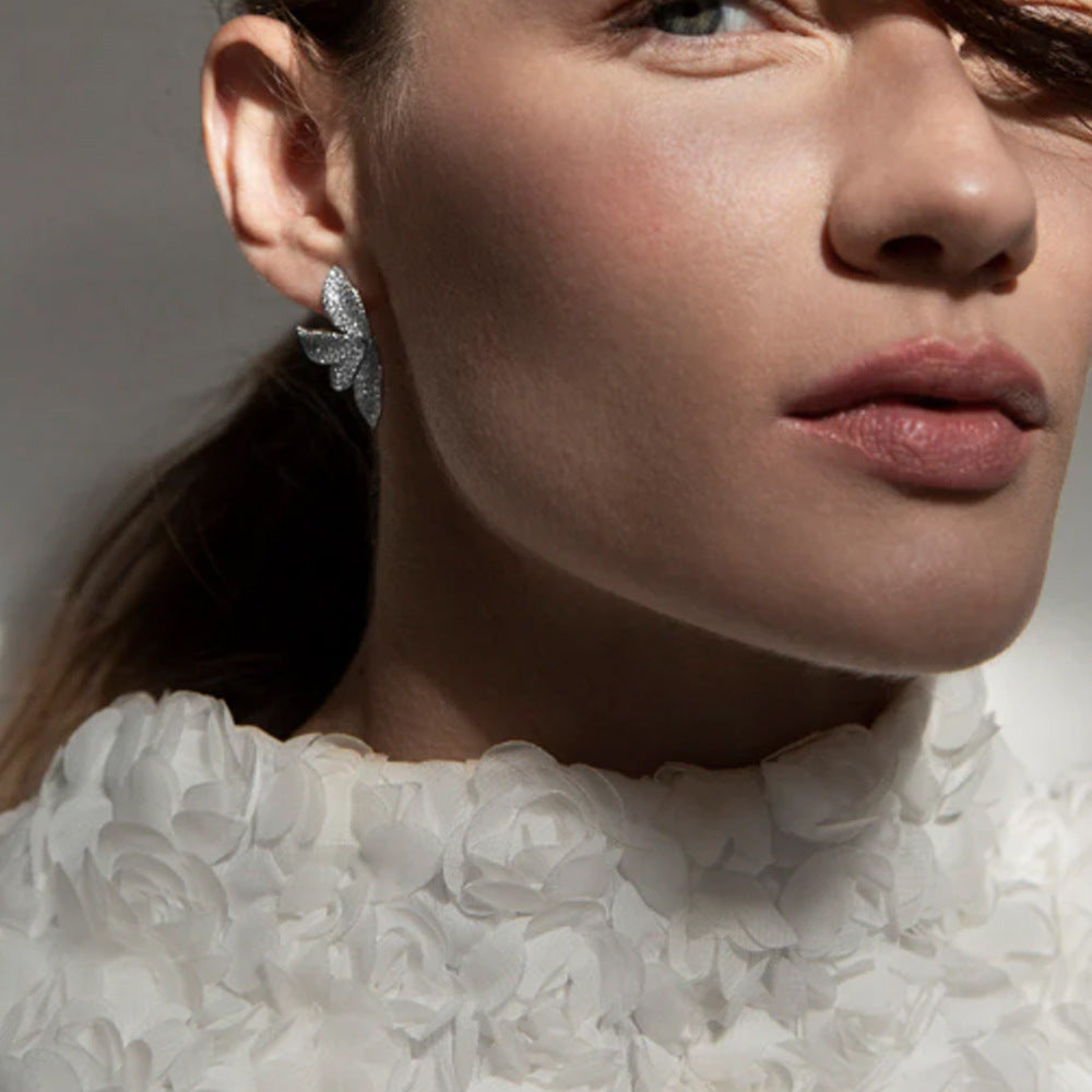 Women's Leaf-shaped Rhinestone Earring - My Store