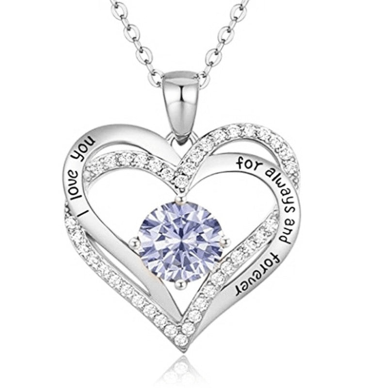 Double Heart Shaped Love Pendant With Zircon - My Store