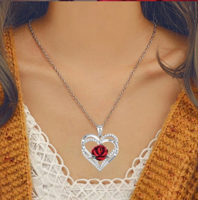 Double Heart Shaped Love Pendant With Zircon - My Store