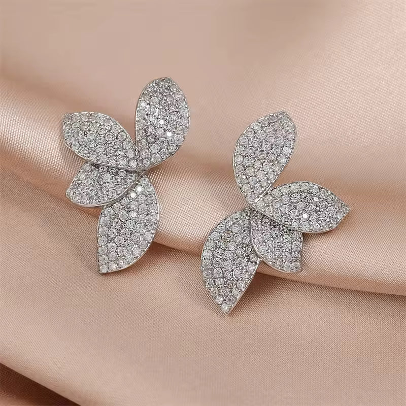 Women's Leaf-shaped Rhinestone Earring - My Store