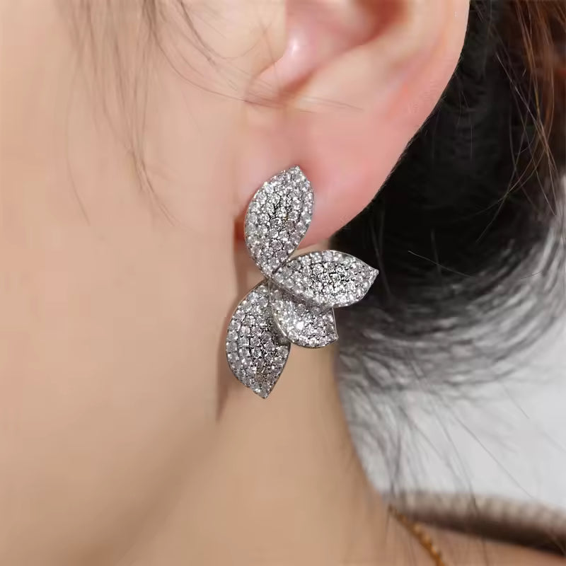Women's Leaf-shaped Rhinestone Earring - My Store
