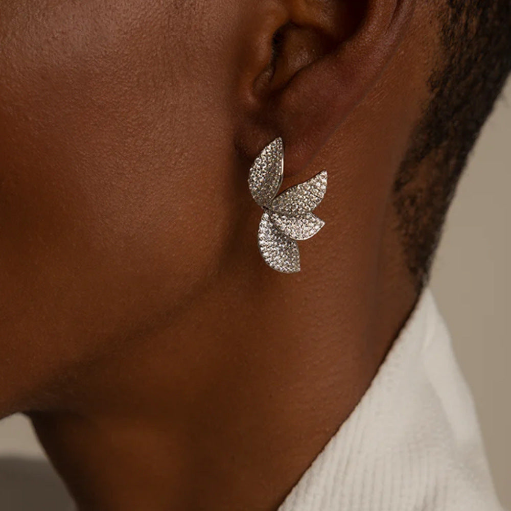 Women's Leaf-shaped Rhinestone Earring - My Store